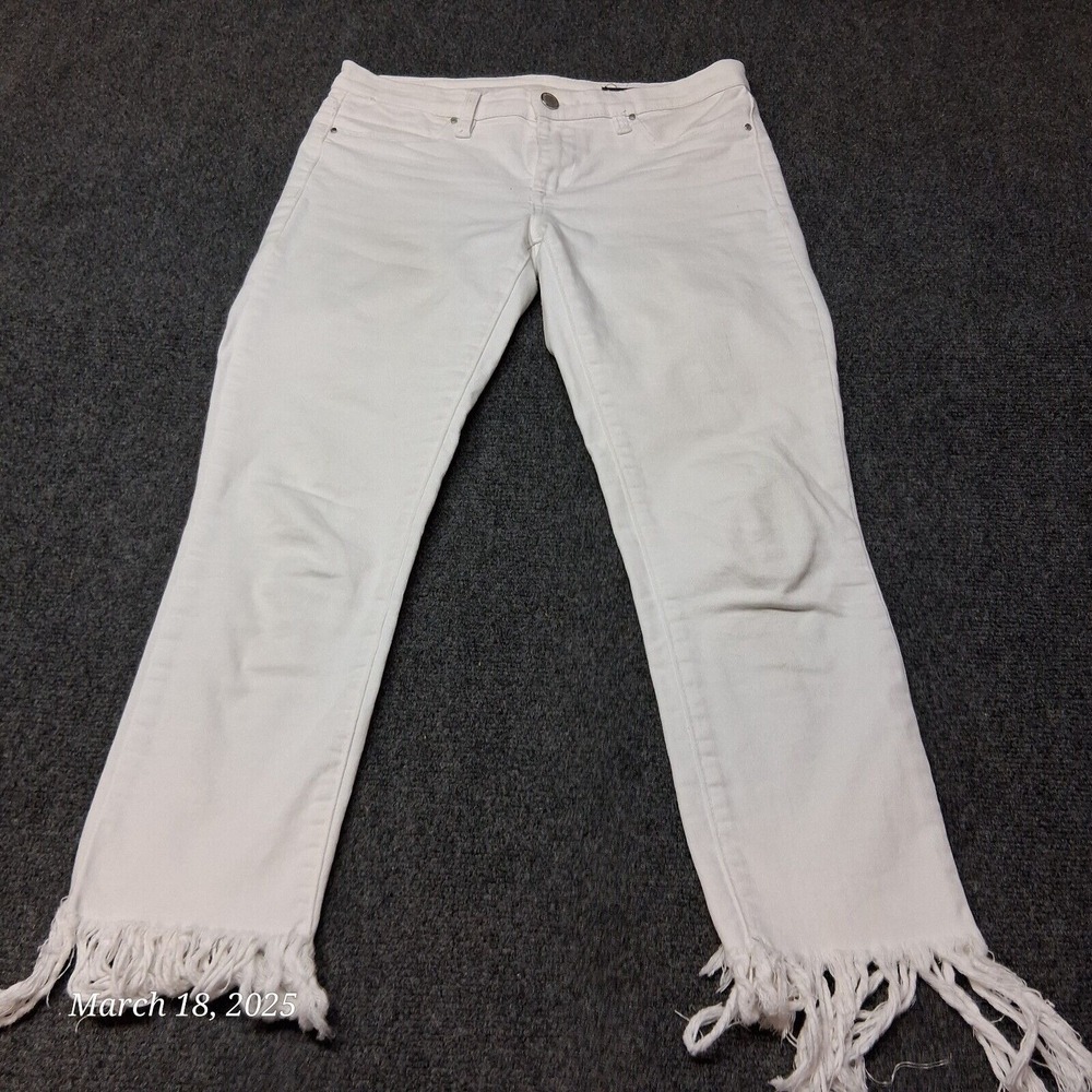 [BLANKNYC] Jeans‎ Women Sz 27 White Boho Fringe Ankle Cropped